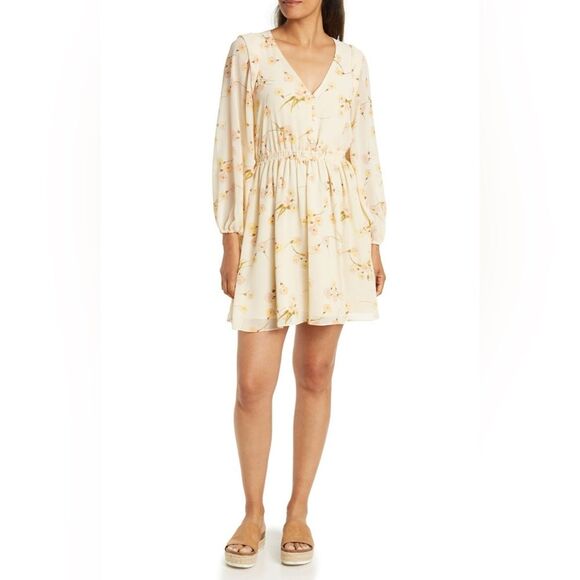 Madewell Carnation Floral Cate Boho Cream Mini Dress M - Picture 1 of 8